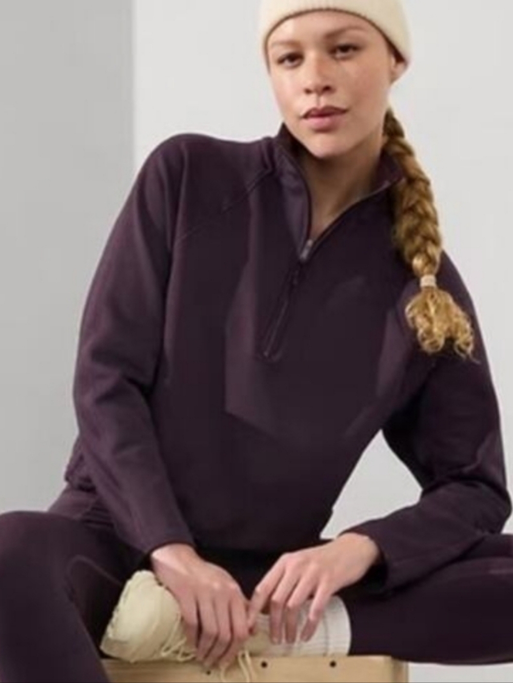 Athleta Altitude Fleece Lined Half Zip Sweatshirt Iris Purple Medium M